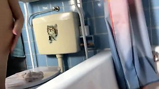 German MILF SweetSusi Piss Fetish - Hairy Blonde with Big Natural Tits Fucks Massive Cock in Bathroom