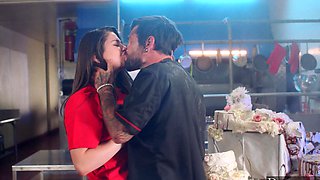 Lusty Alyx and hunky Lucky ignite passion in the kitchen