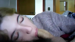 Young Blonde with Sucks Cock with Love and Gets a Cumshot in the End