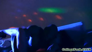 Real coed banged and facialed at party