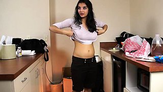 Shanaya Indian Porn Babe Strips Naked in kitchen