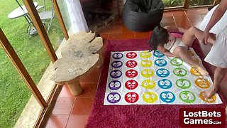 Amelia and Lucas Play Heated Strip Twister Game - Teen Brunette Blowjob Dare