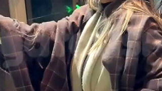 Amateur Blonde Wife Sucks Big Cock in Car While Cuckold Husband Drives - Hot Brazilian Threesome