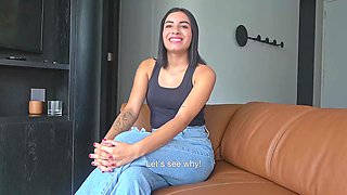 Super-cute Ebony Latina Teenager SLAMMED ROCK-HARD By BWC Producer In Faux Audition