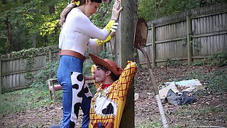 Shemale Zoey with big cockCosplay as Jessie fuck his boyfriend as woody