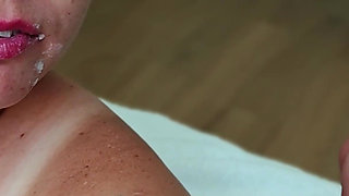 A Relay of Deep Throat Fucking. Multiple Cocks Shove Cum Into the Mouth of a Busty Female Student.