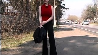 Brunette seductress working her big boobs and hot ass