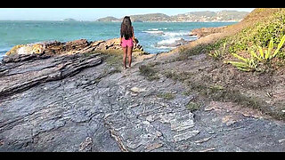 Skinny Petite Girl Pee on the Beach