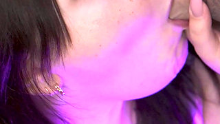 Sh MILF with Big Tits Gives a Beautiful Blowjob and Kisses with Cum on Her Lips