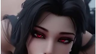 Brunette Vampire With Red Eyes Finger Suck, Passionate Blowjob & Smiling Cowgirl Anal Ride - Car Toon