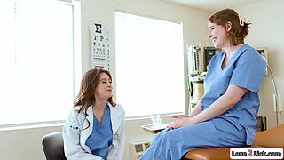 Doctor gives breast exam to busty intern