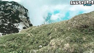 Wild Mountain Blowjob with Facial Cumshot - Horny German Couple Outdoor Fuck