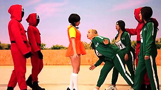 Beautiful girl with three guys foursome Blondes Group Sex