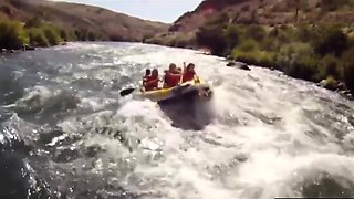 Badass babes flashed tits during rafting