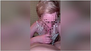 Hotwife In White Dessous Gives Her Husband Blowjob