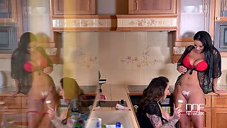 Dirty Kitchen Stories - Busty Lesbians Play With Ice Cream - PornWorld