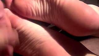 Sexy Redhead Gets a Hot Load of Cum on Her Feet and Soles in the Car After Coctails at the Bar