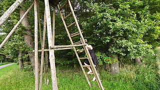Xxl Pissing From Above in the Forest