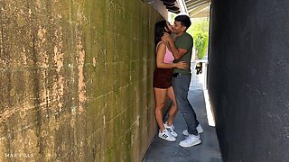Max Fills - Secret Alleyway Screw With Girlfriend Hiding From Her Dad - Hailey rose