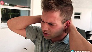 Lucky guy having sex with new pale BBW neighbor with monster tits